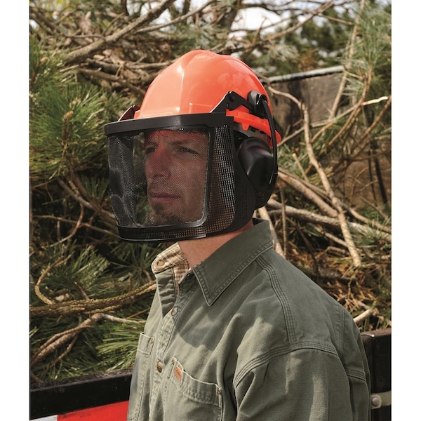 Delta Plus ELVEX Proguard Woodsman's Helmet with Nylon Mesh Visor CU-60R - main